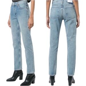 Re/Done The Crawford Jean Size 26 Blue 100% Cotton Cindy Crawford Revolve